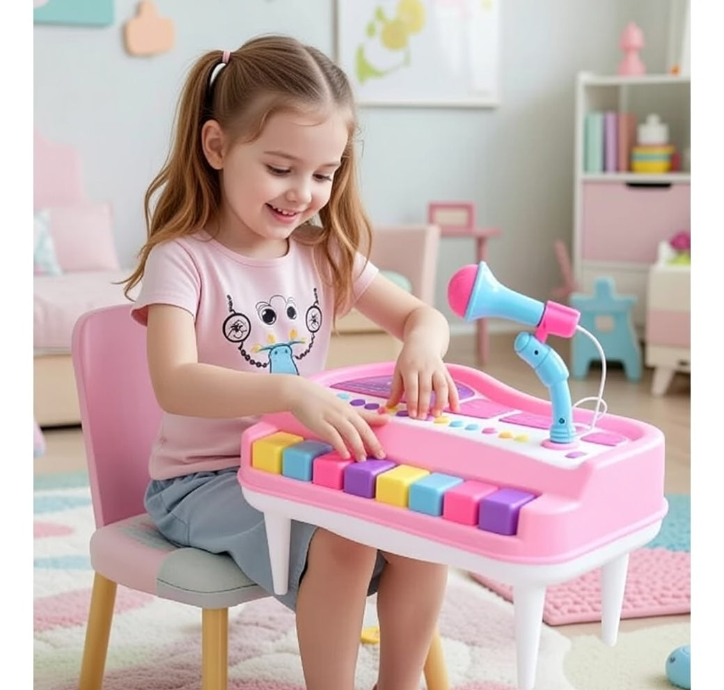 Piano de juguete con micrófono